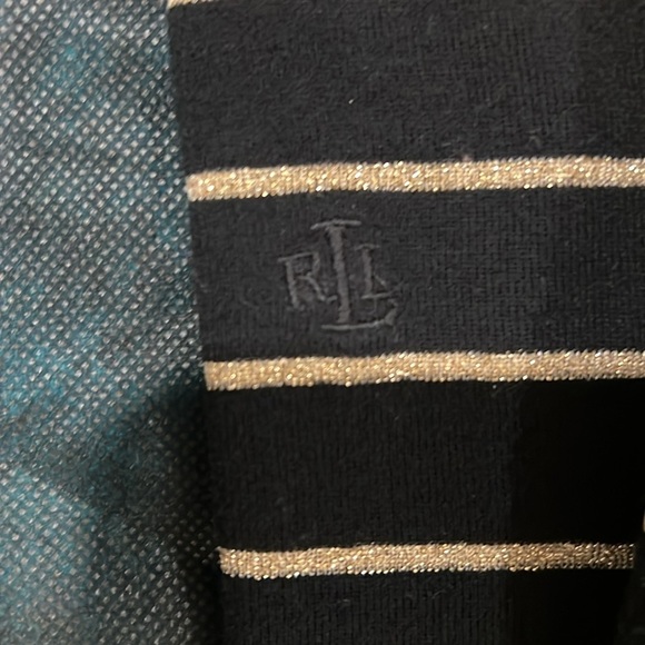 🔥Ralph Lauren Black and Shimmer Gold Striped Top🔥 - Picture 7 of 7